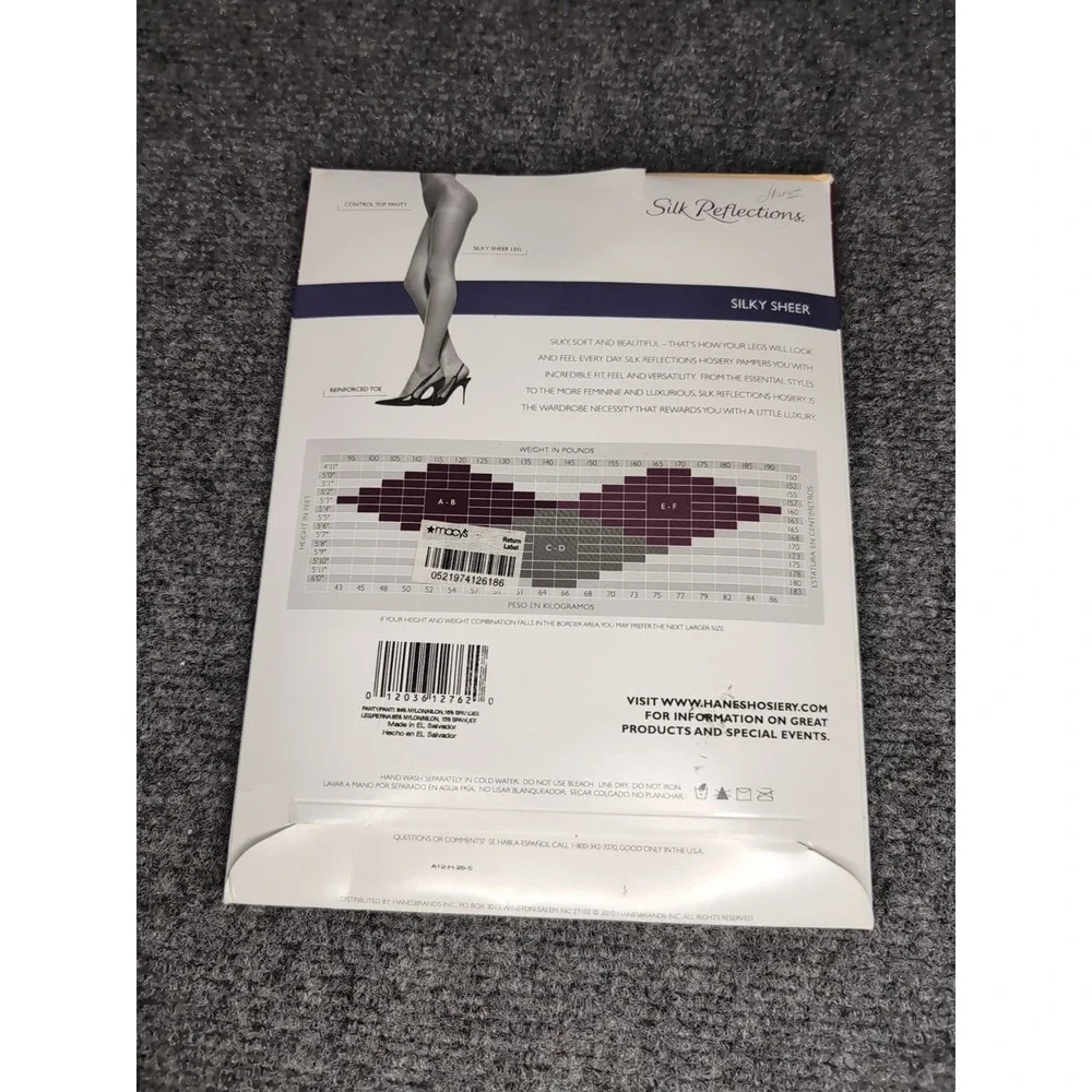 Hanes Silky Control Top Little Color Style 718 Nylons Pantyhose 1 Pair‎ SZ EF